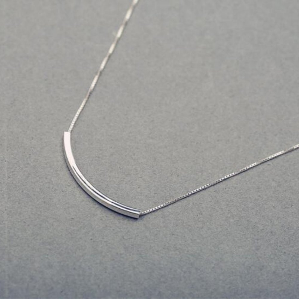 NEW 925 Sterling Silver Simple Bar Necklace B